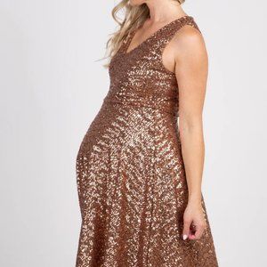 NWT Rose Gold Sequined Sleeveless Maternity Dress.  SZ M